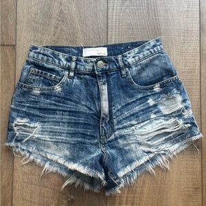 Garage Frayed Hem Blue Jean Shorts